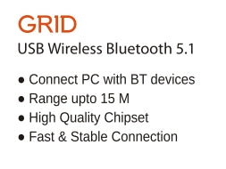 Hammok Grid BT 5.1 Mini Portable USB Bluetooth Wireless Adapter