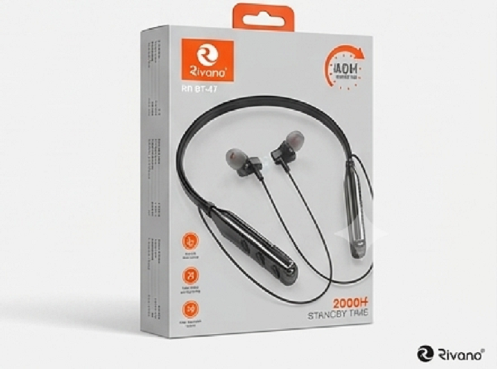 Rivano RN BT-47 Wireless Neckband (40H Playtime, Bluetooth 5.3, Type-C) – Free Shipping & COD
