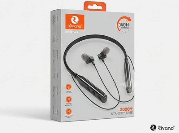 Rivano RN BT-47 Wireless Neckband (40H Playtime, Bluetooth 5.3, Type-C) – Free Shipping & COD