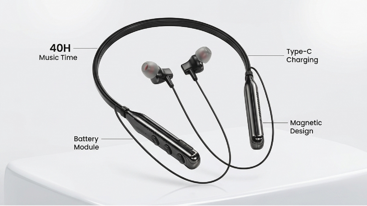Rivano RN BT-47 Wireless Neckband (40H Playtime, Bluetooth 5.3, Type-C) – Free Shipping & COD