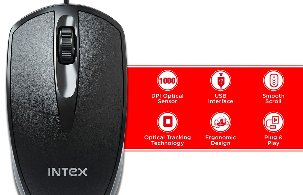 Intex Eco - 6 Plus USB Wired Optical Mouse (Black)